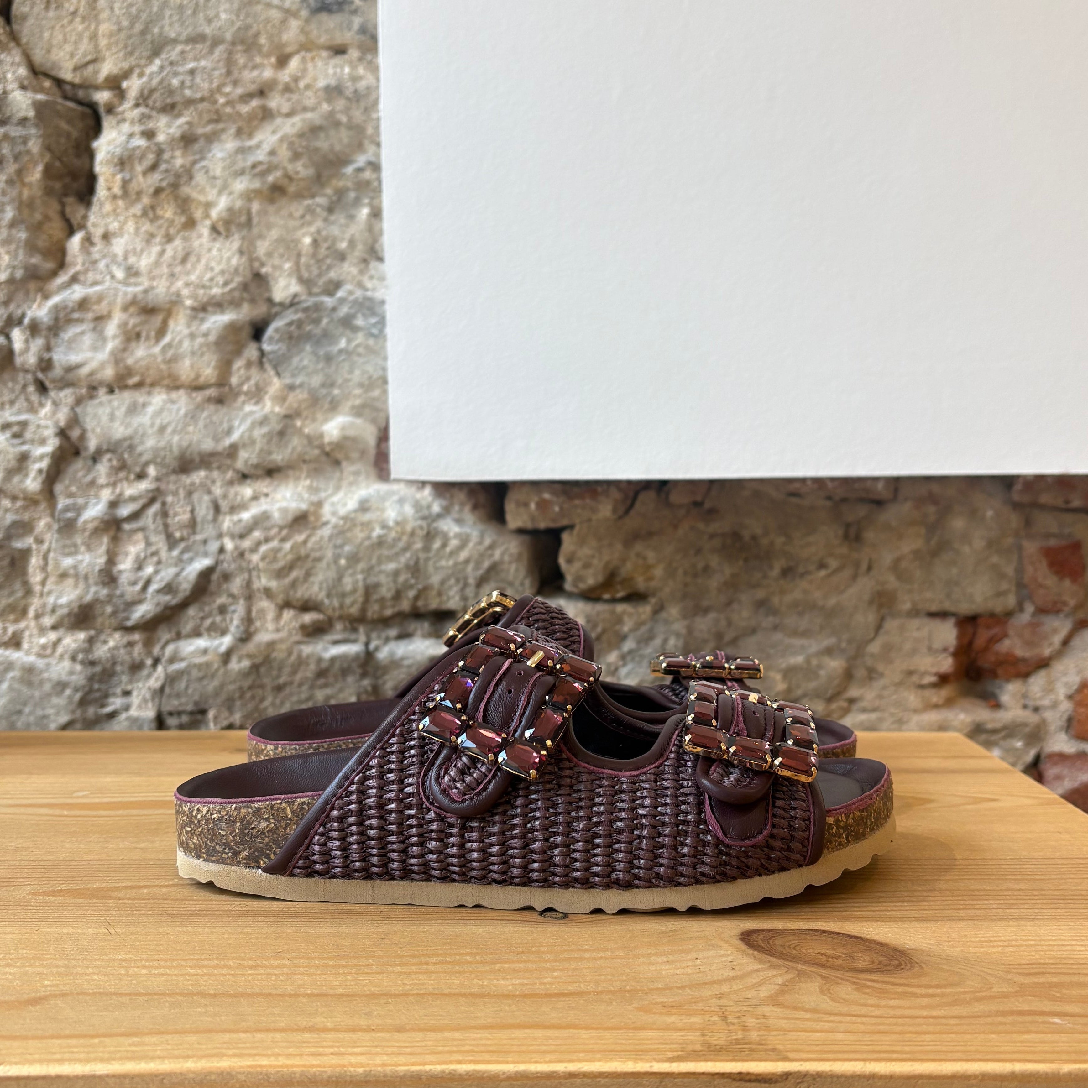Mule Rafia Bordeaux