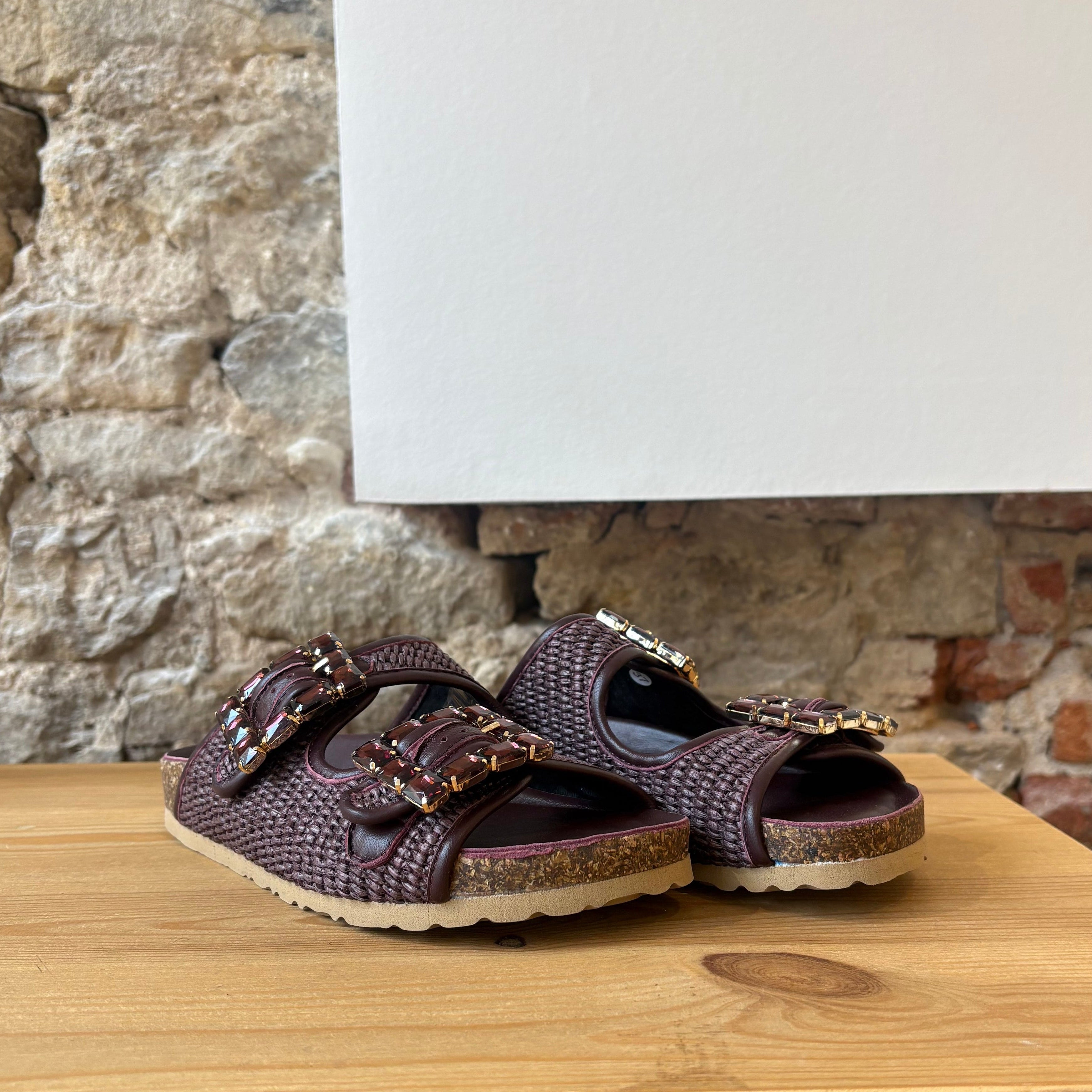 Mule Rafia Bordeaux
