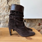 Bottine daim et cuir