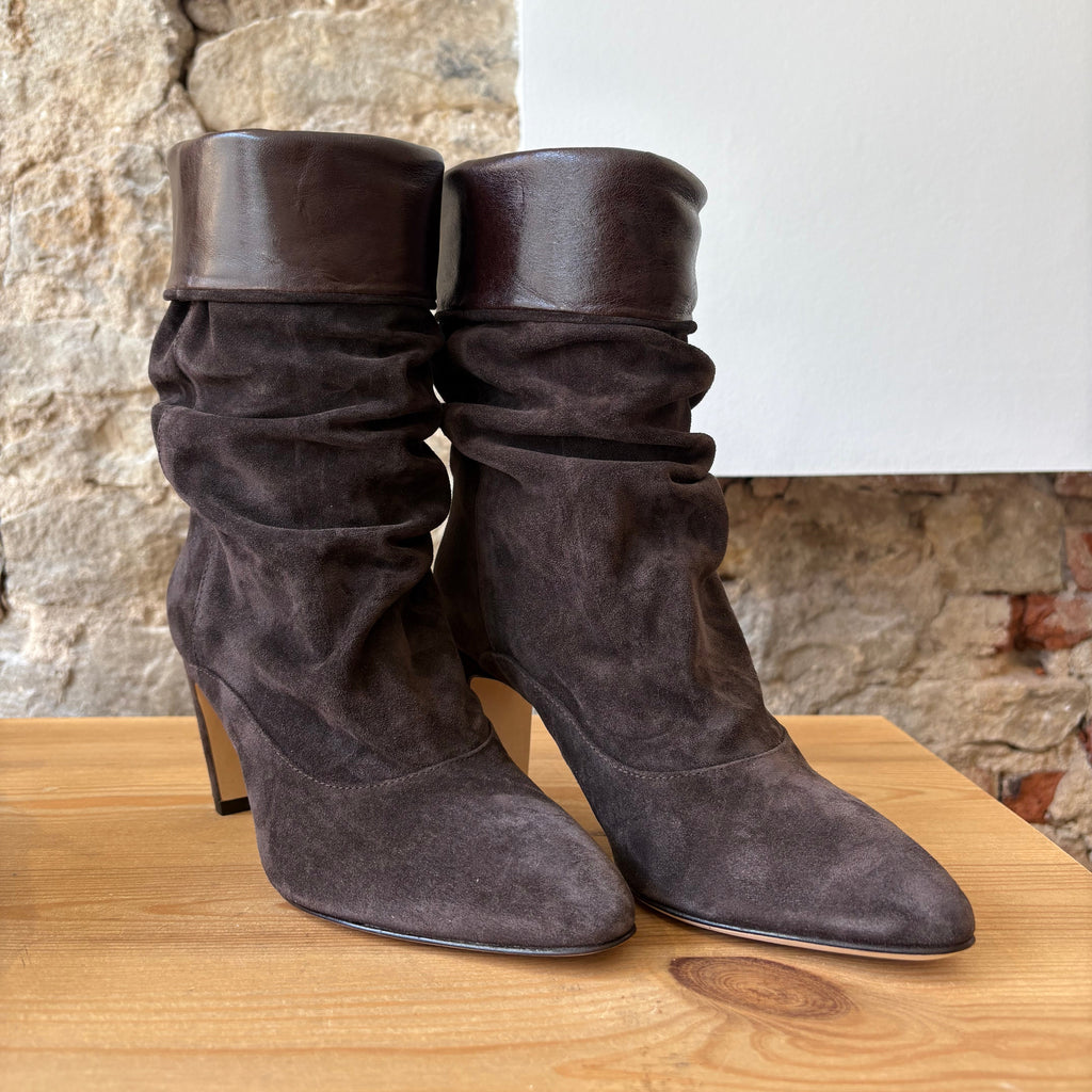 Bottine daim et cuir