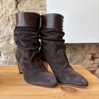 Bottine daim et cuir