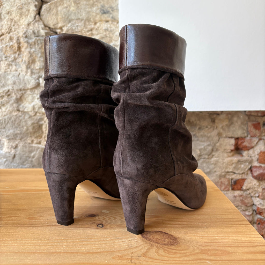 Bottine daim et cuir