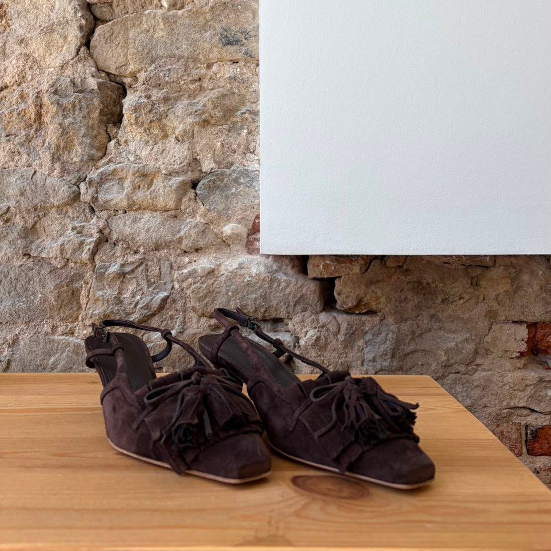 Slingback Chocolat à franges