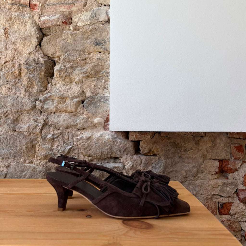 Slingback Chocolat à franges