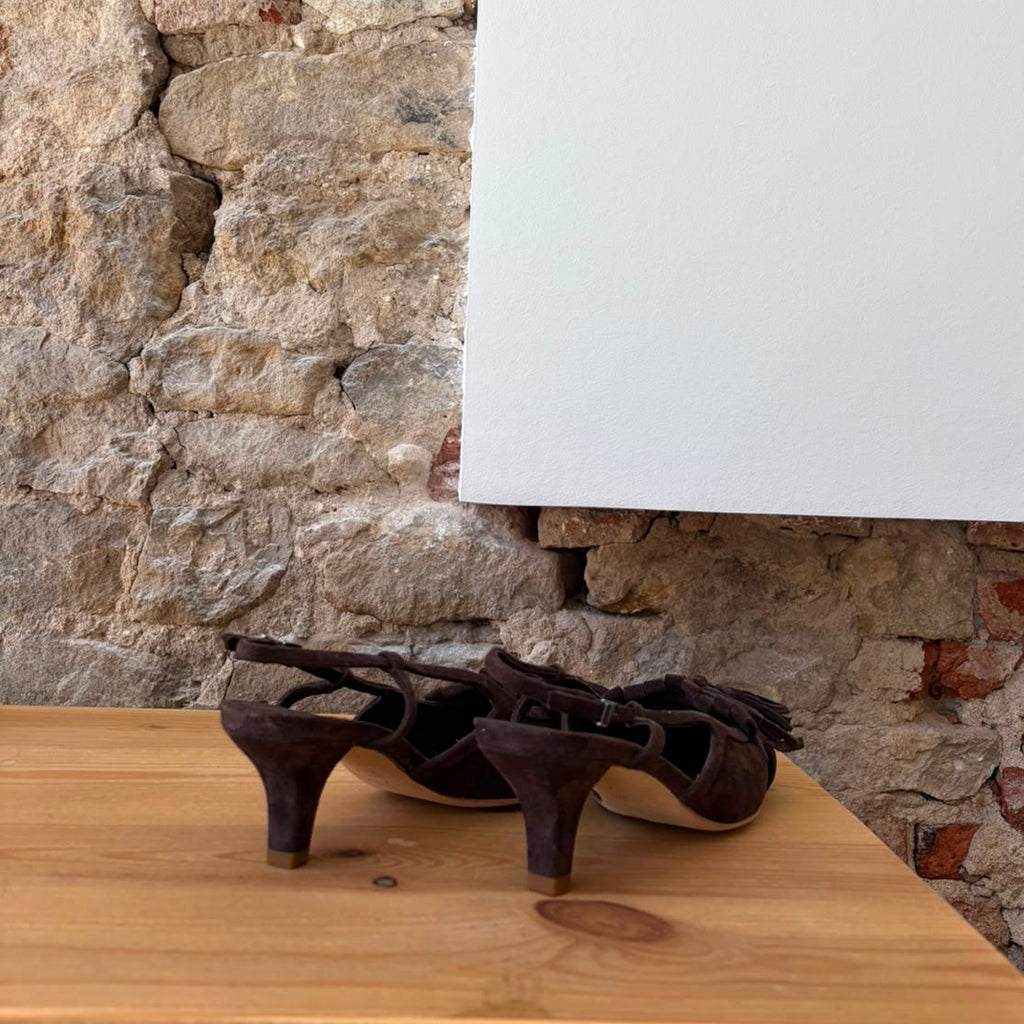 Slingback Chocolat à franges