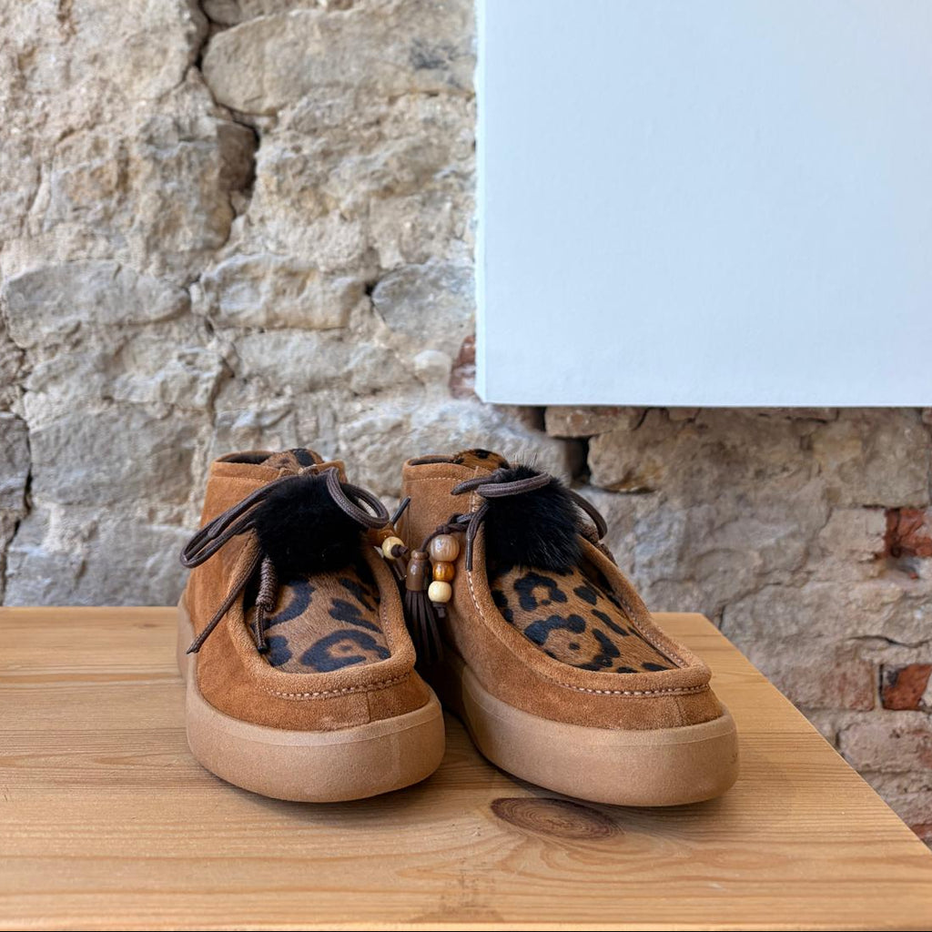 Bottine Mocassin Camel Léopard