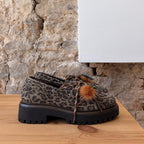 Mocassin plateforme Léopard Kaki