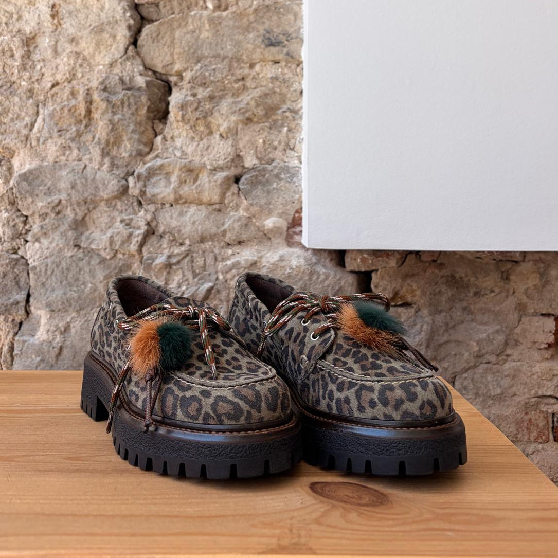 Mocassin plateforme Léopard Kaki