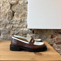 Mocassin marron & blanc