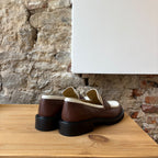 Mocassin marron & blanc