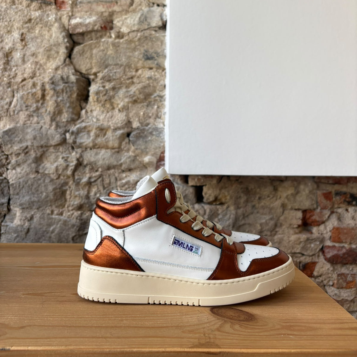 basket haute blanc & brique